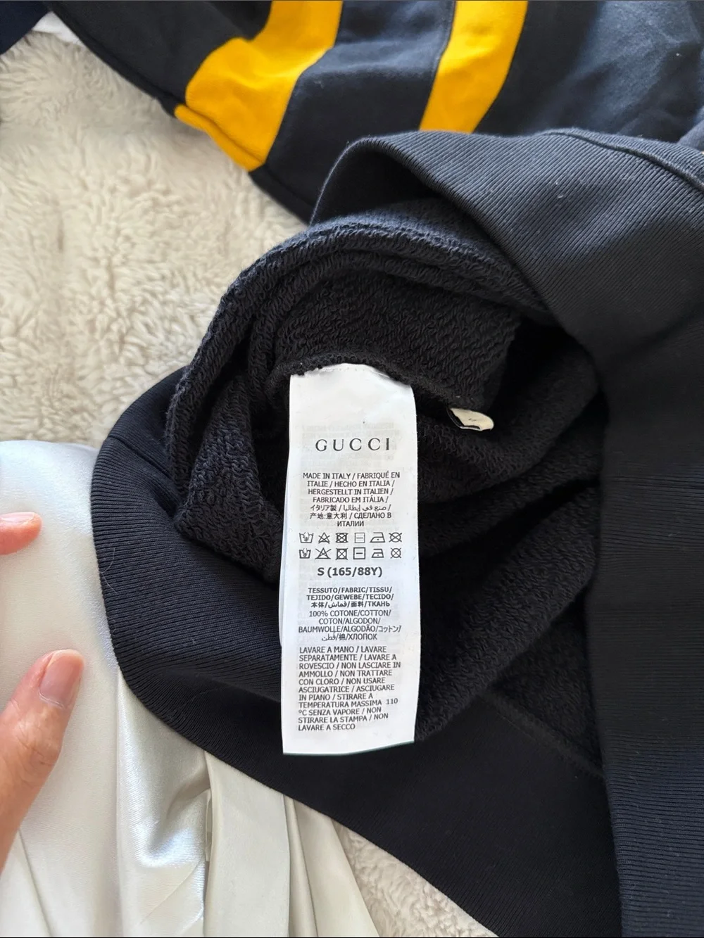 Gucci unisex Black & Yellow 'Eschatology' Crewneck Hoodie Sweatshirt size S